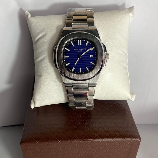 ساعة باتيك فيليب بلو أصلية – فخامة وأناقة باللون الأزرق الراقي للرجال