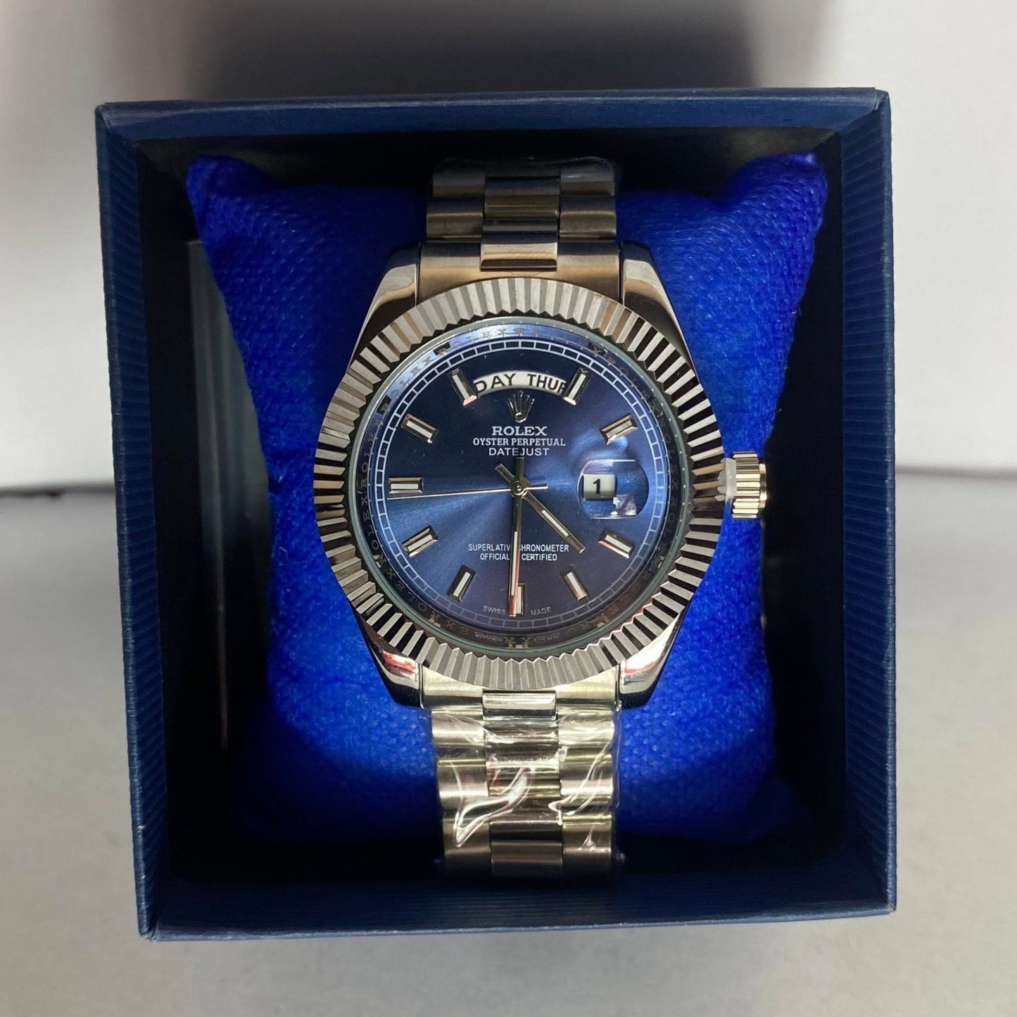ROLEX DATEJUST ساعة رولكس رجالية باللون الأزرق الغامق